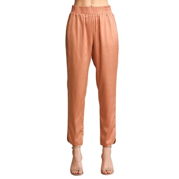 Rose Clay Satin Pants - Picture 2 of 3